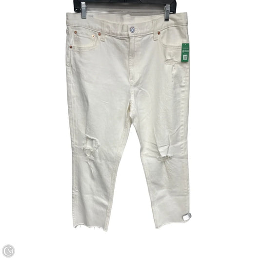 Jeans Straight By Gap In White Denim, Size: 14