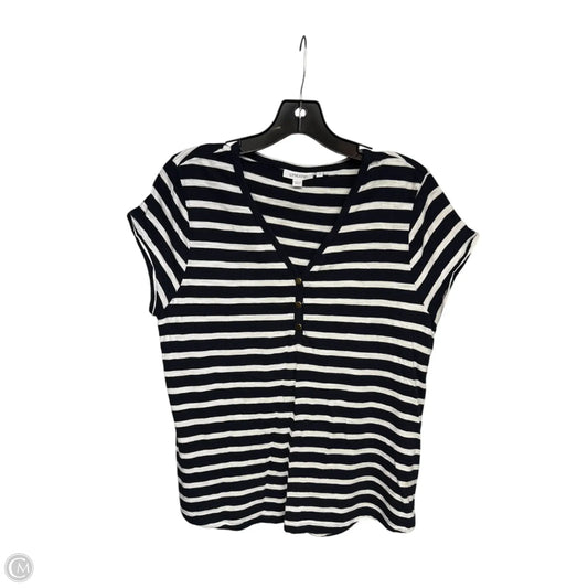 Top Short Sleeve By Chicos In Blue & White, Size: L