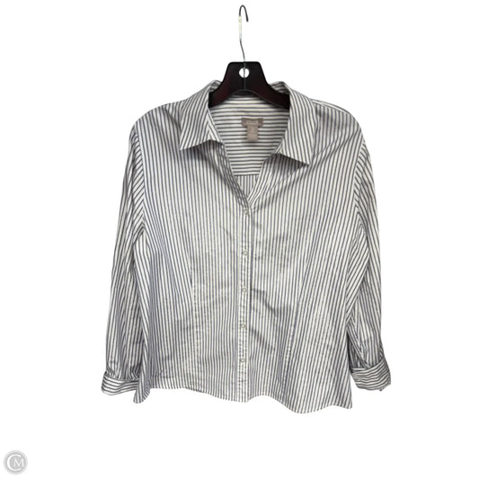 Top Long Sleeve By Chicos In Blue & White, Size: L