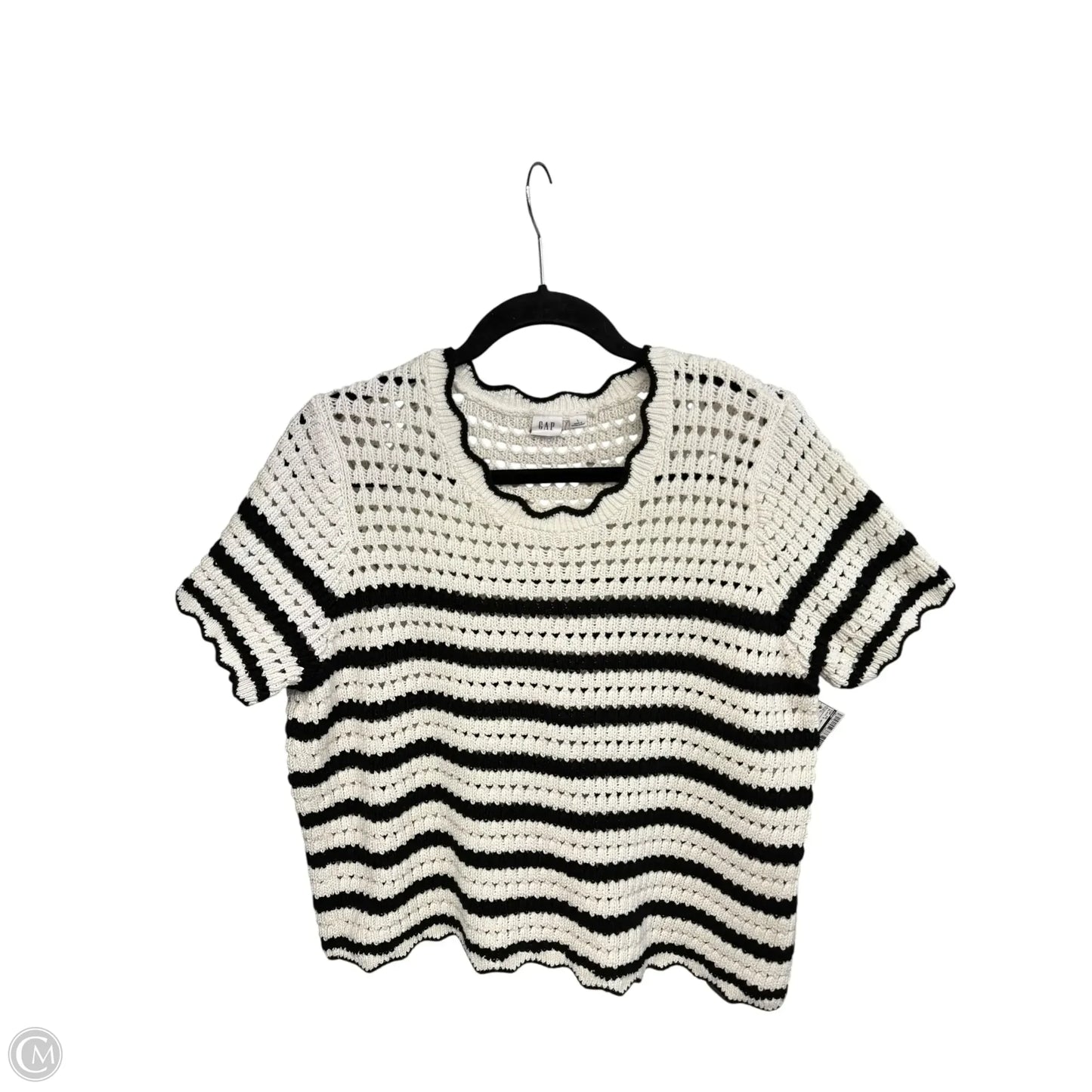 Top Short Sleeve By Gap In Black & White, Size: L