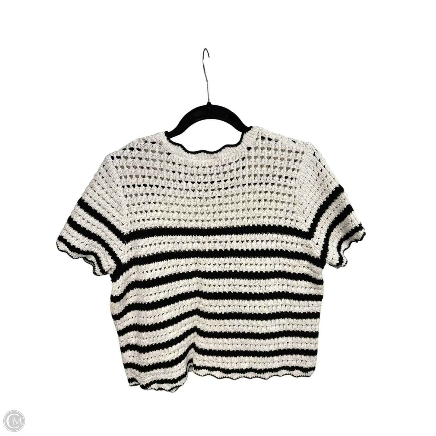 Top Short Sleeve By Gap In Black & White, Size: L