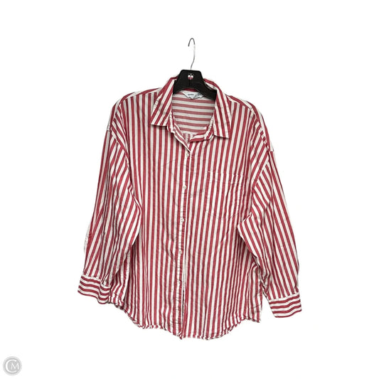 Top Long Sleeve By Old Navy In Red & White, Size: L