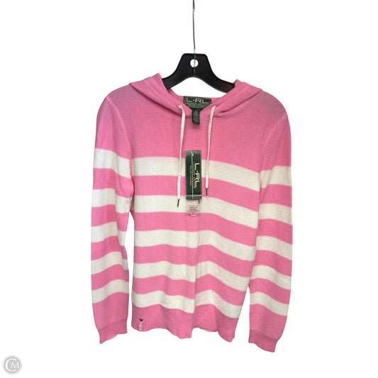 Sweater By Lauren By Ralph Lauren In Pink & White, Size: M