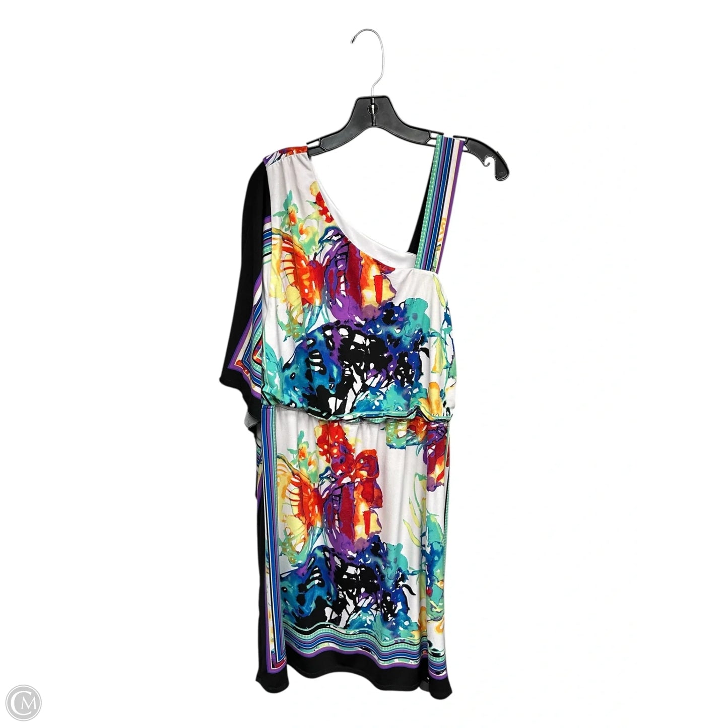 Dress Casual Midi By Clothes Mentor In Purple & White, Size: 1x