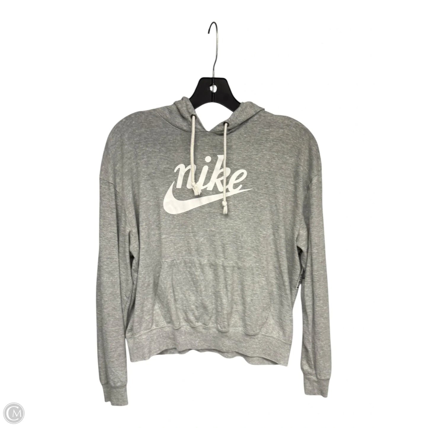 Athletic Sweatshirt Hoodie By Nike Apparel In Grey, Size: M