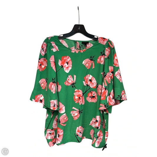 Top Short Sleeve By Who What Wear In Green & Pink, Size: Xxl