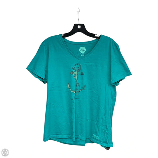 Top Short Sleeve By Life Is Good In Teal, Size: L
