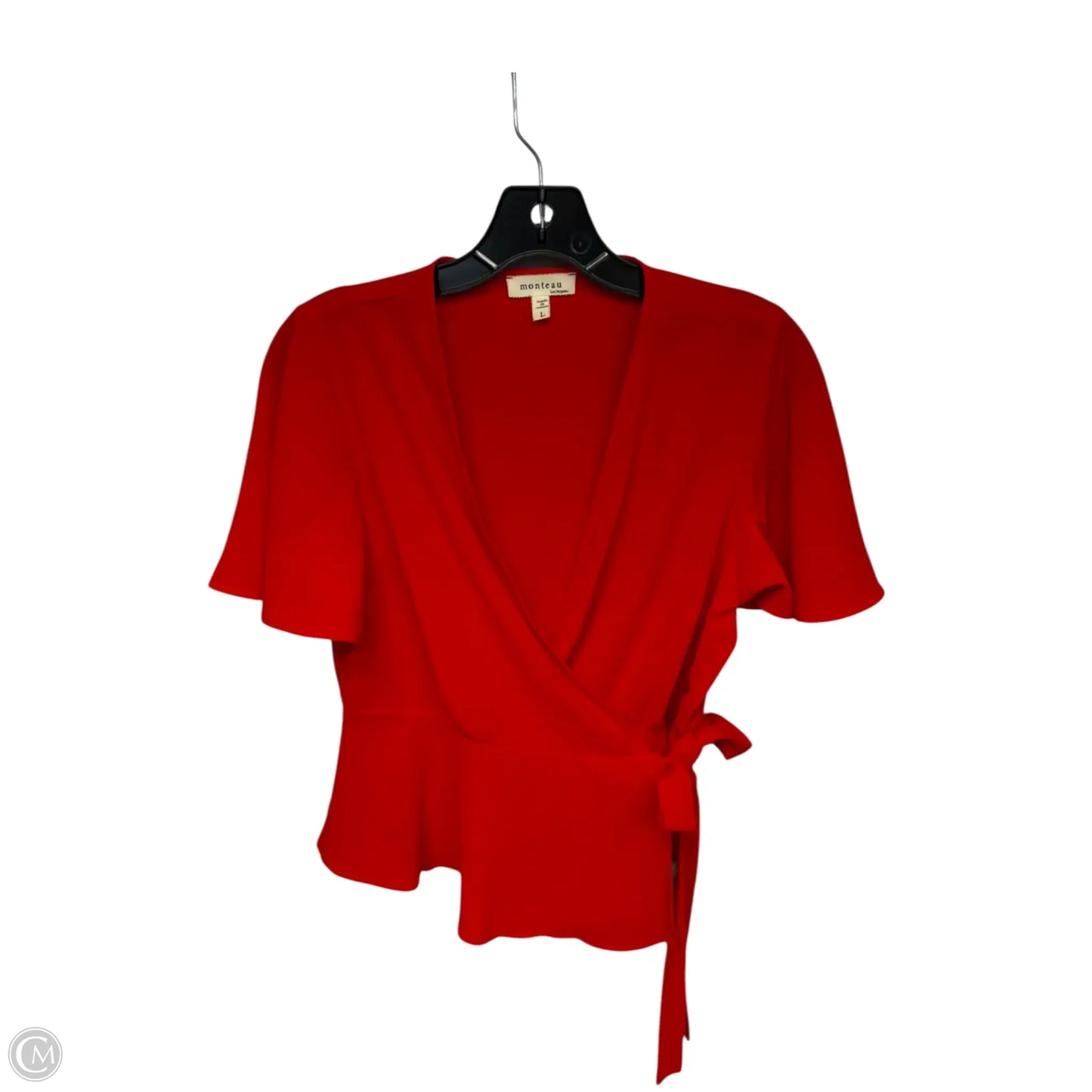 Top Short Sleeve By Monteau In Red, Size: L