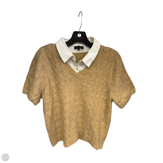 Top Short Sleeve By 1.state In Tan Print, Size: L