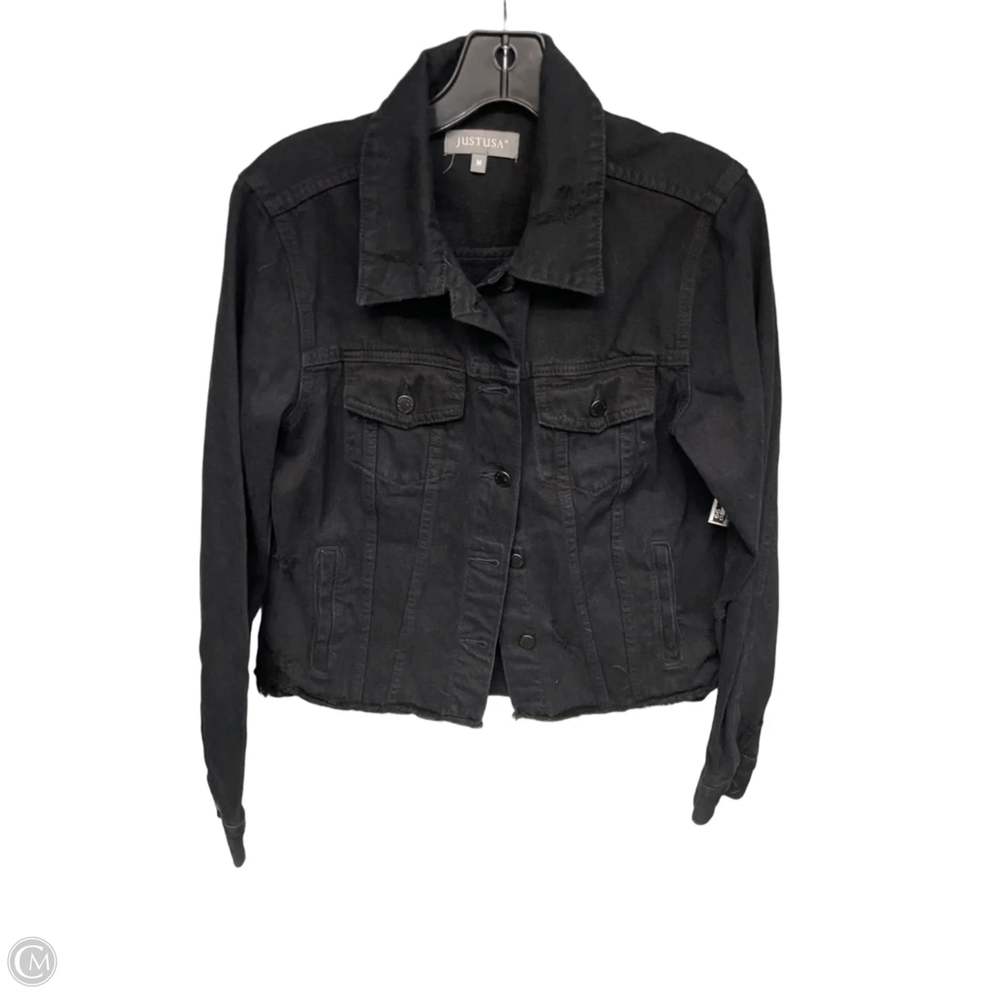 Jacket Denim By Clothes Mentor In Black, Size: M