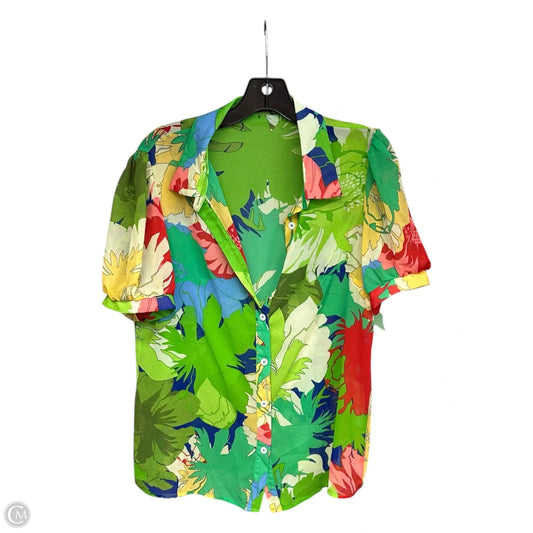 Top Short Sleeve By Shein In Green, Size: L