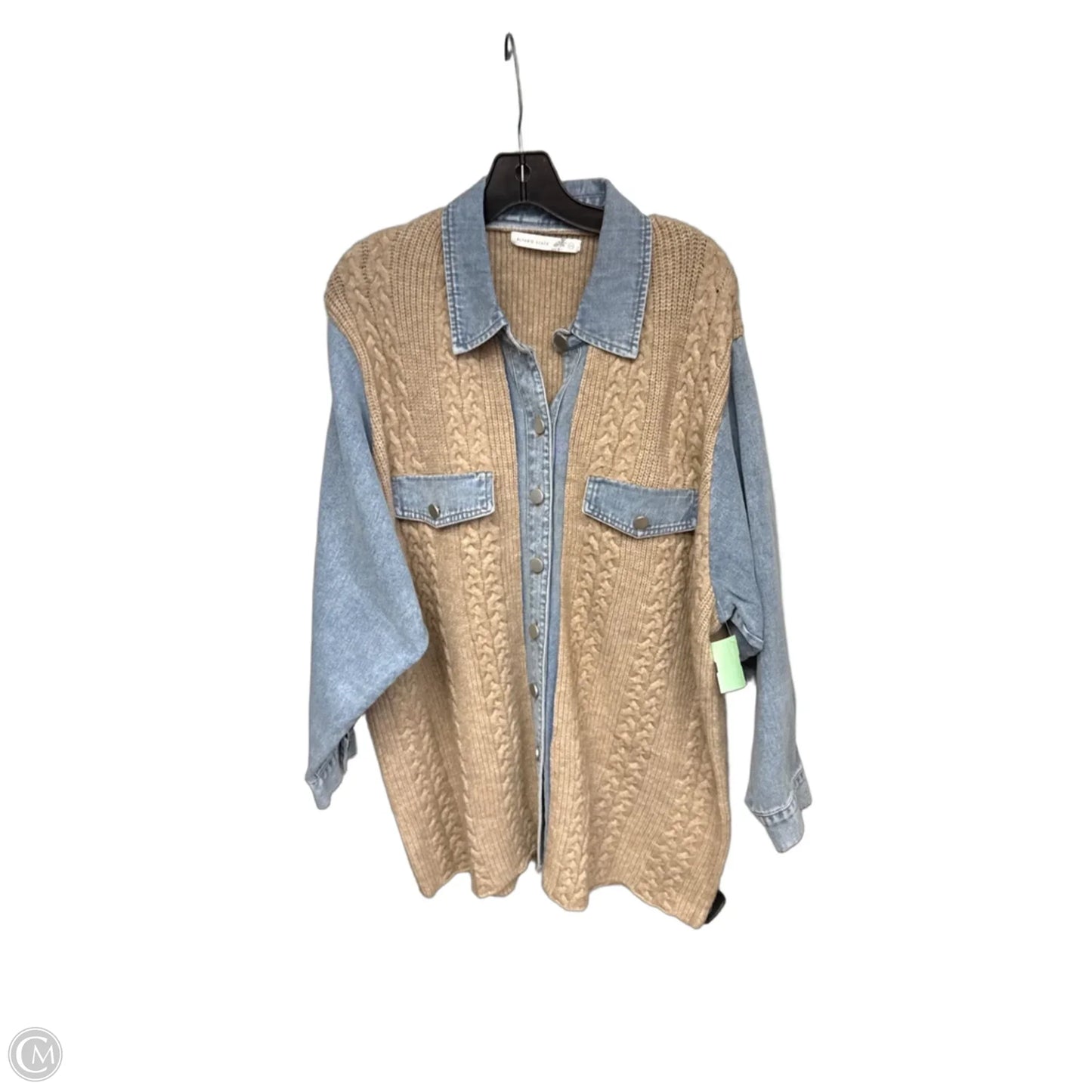 Jacket Denim By Altard State In Blue & Cream, Size: L