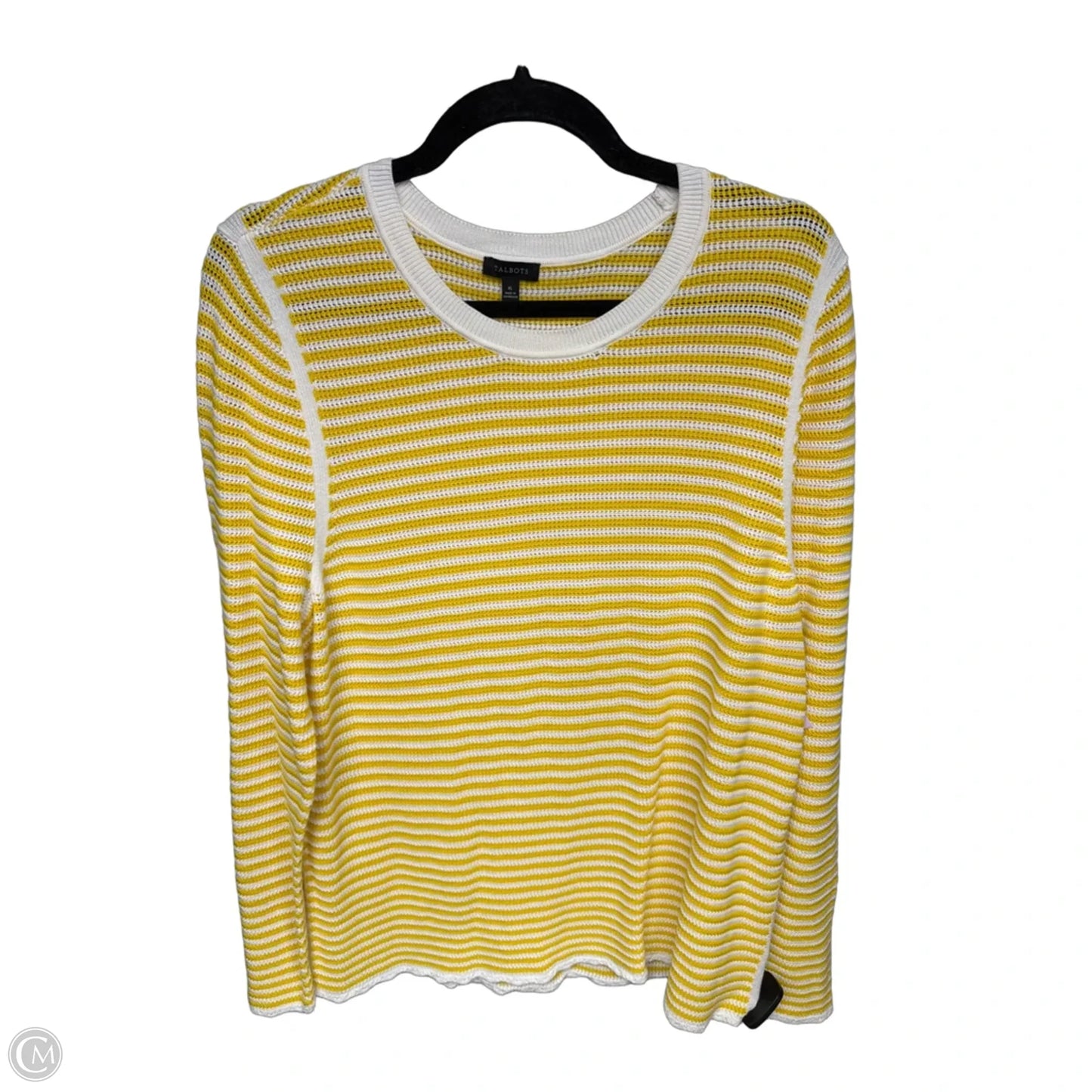 Sweater By Talbots In White & Yellow, Size: Xl