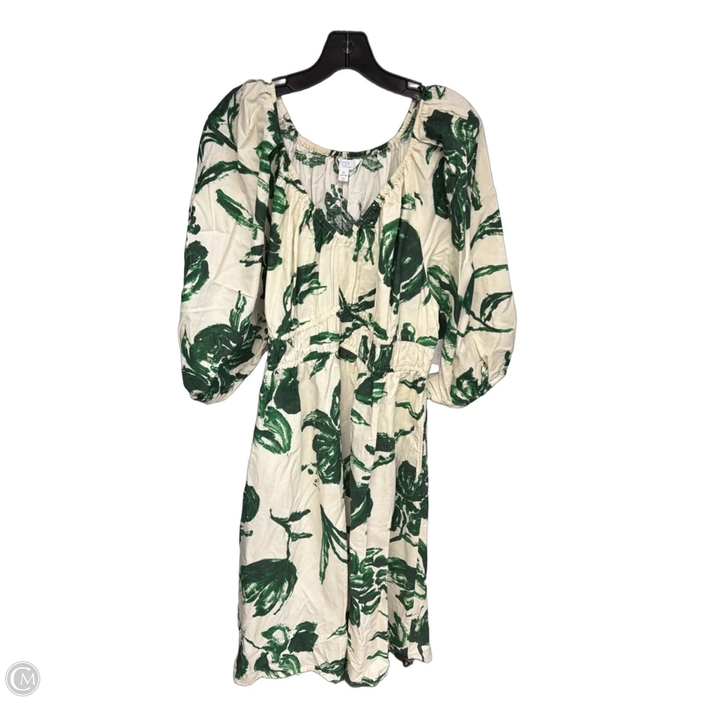 Dress Casual Maxi By Time And Tru In Green & White, Size: Xl