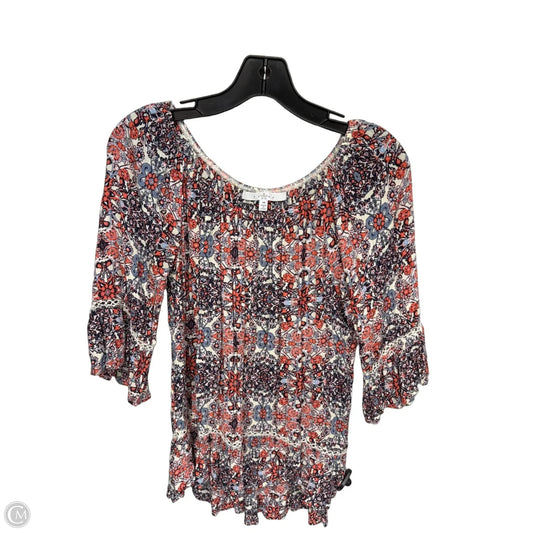 Top 3/4 Sleeve By Fever In Blue & Orange, Size: M