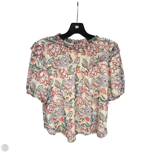 Top Short Sleeve By Loft In Floral Print, Size: L