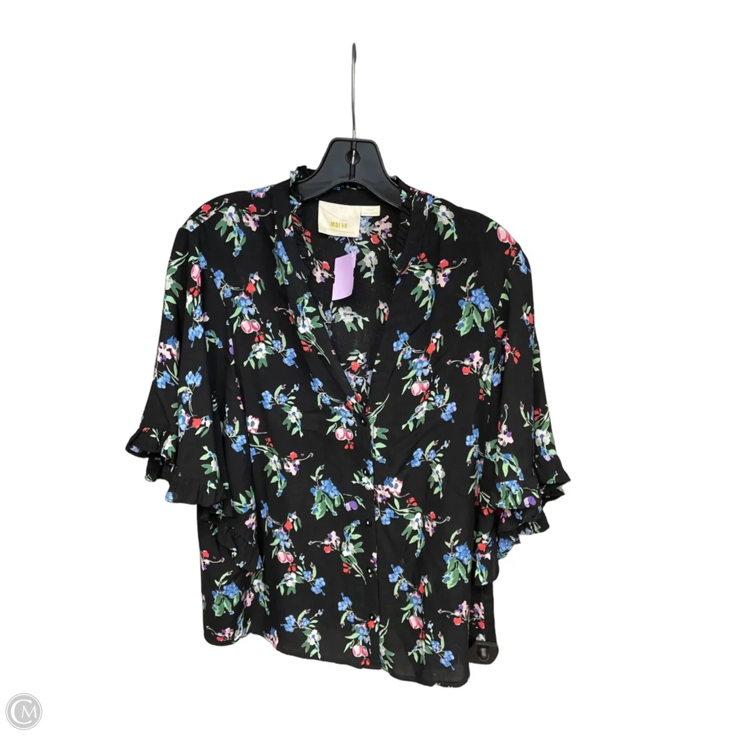 Top Short Sleeve By Maeve In Black & Blue, Size: M