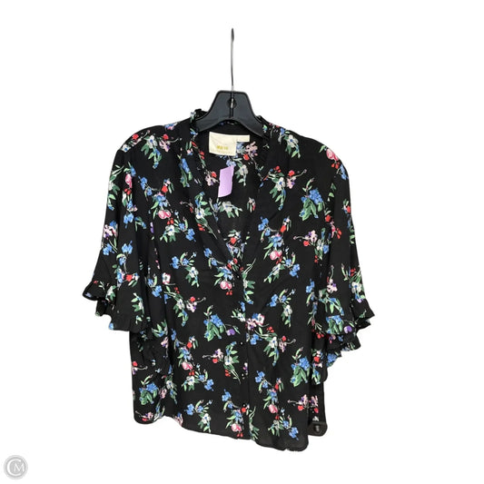 Top Short Sleeve By Maeve In Black & Blue, Size: M