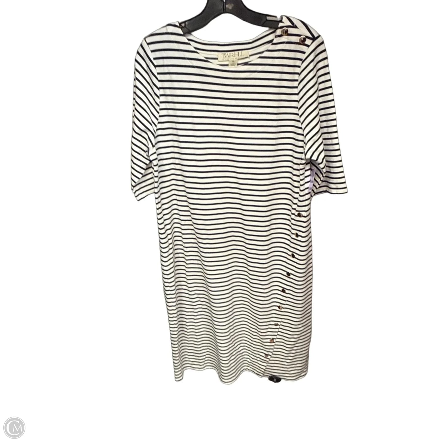 Dress Casual Midi By Clothes Mentor In Blue & White, Size: Xl