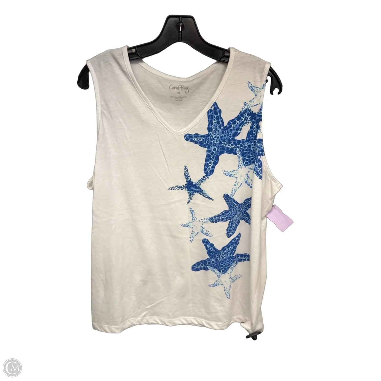 Top Sleeveless By Coral Bay In Blue & White, Size: Xl