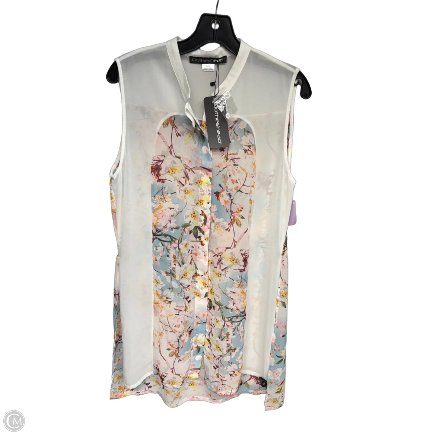 Top Sleeveless By Clothes Mentor In Pink & White, Size: L