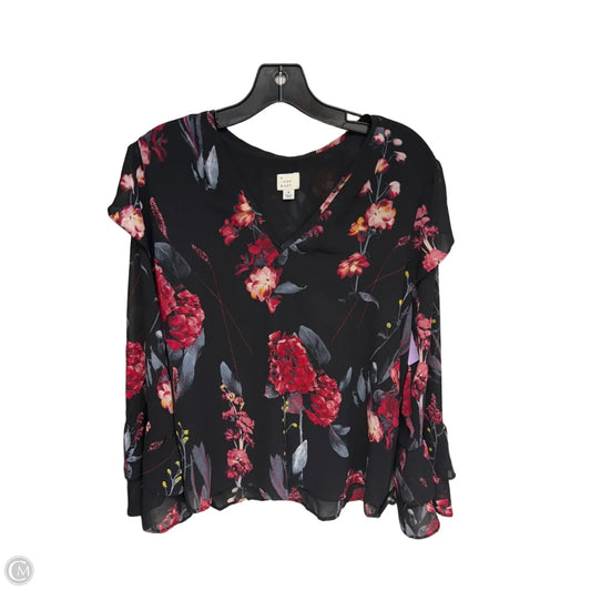 Top Long Sleeve By A New Day In Black & Red, Size: M