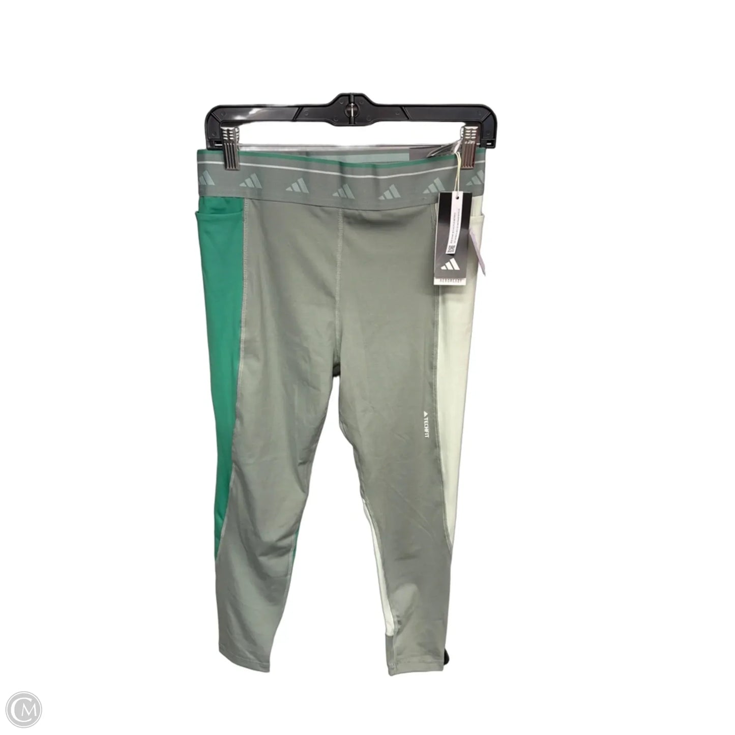 Athletic Leggings By Adidas In Green, Size: L