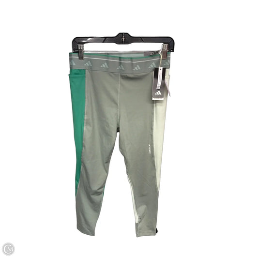 Athletic Leggings By Adidas In Green, Size: L