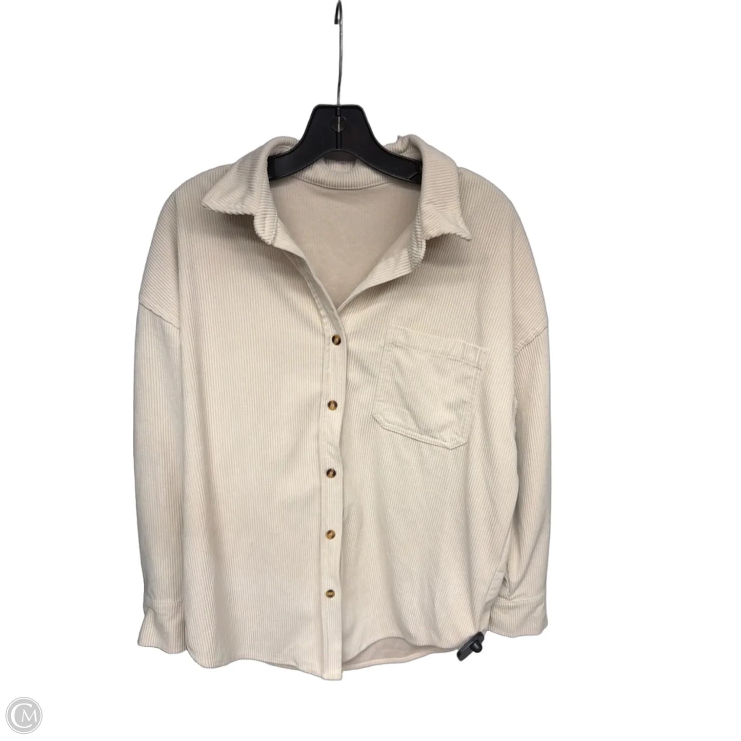 Jacket Shirt By Clothes Mentor In Cream, Size: M