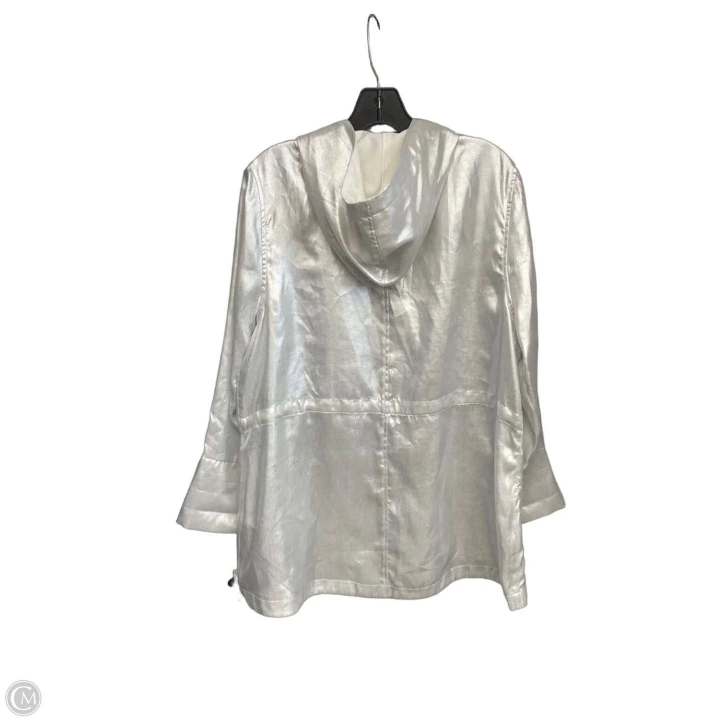Jacket Windbreaker By Zenergy By Chicos In Silver, Size: L