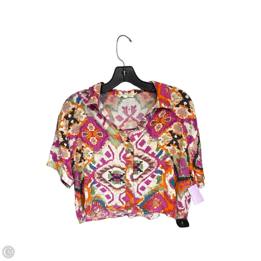 Top Short Sleeve By Christian Siriano In Pink & Purple, Size: M