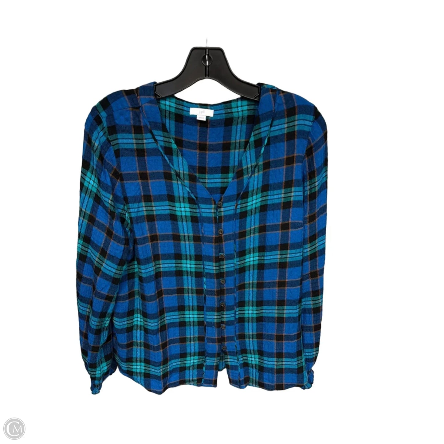 Top Long Sleeve By J. Jill In Blue & Green, Size: Mp