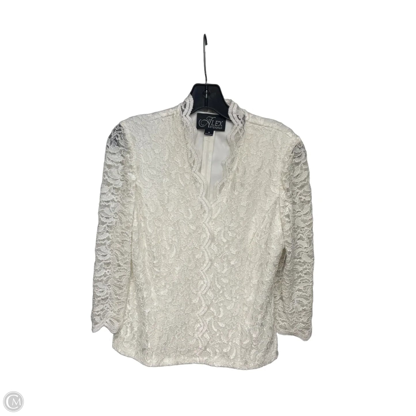 Blouse 3/4 Sleeve By Alex Evenings In Cream, Size: M