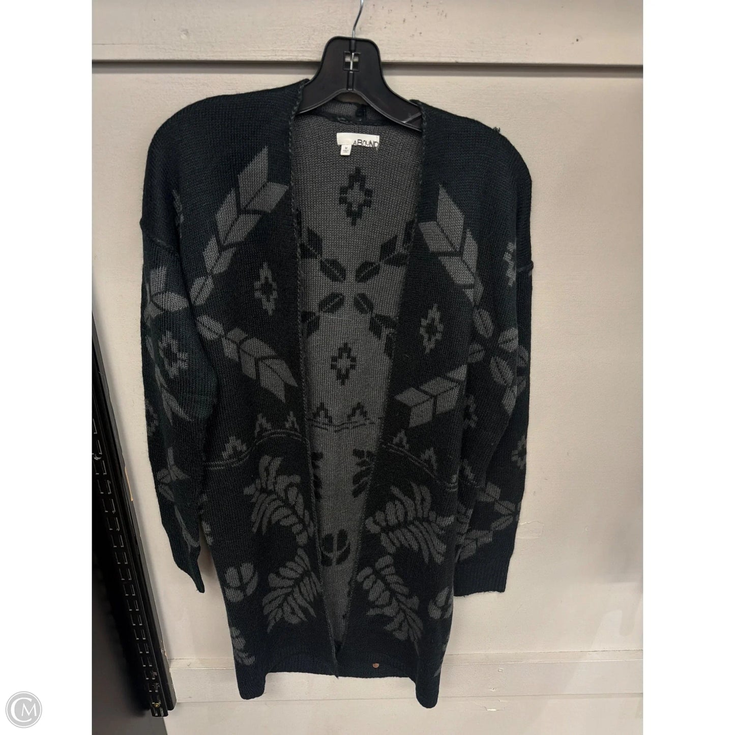Sweater Cardigan By Abound In Black & Grey, Size: M