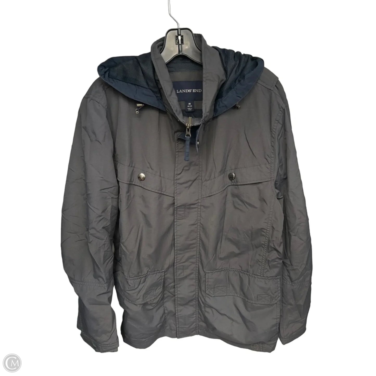 Jacket Windbreaker By Lands End In Grey, Size: M