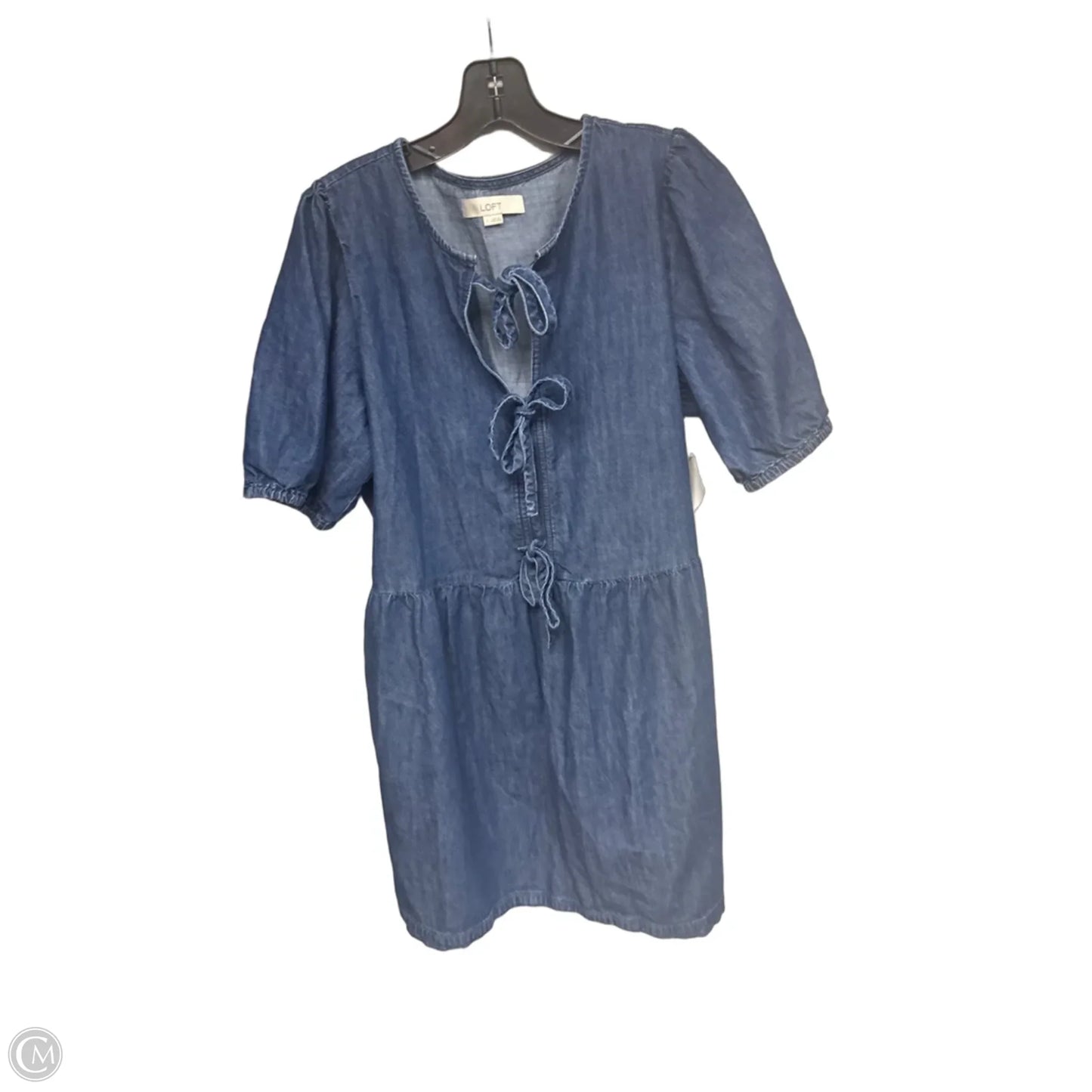 Dress Casual Midi By Loft In Blue Denim, Size: L