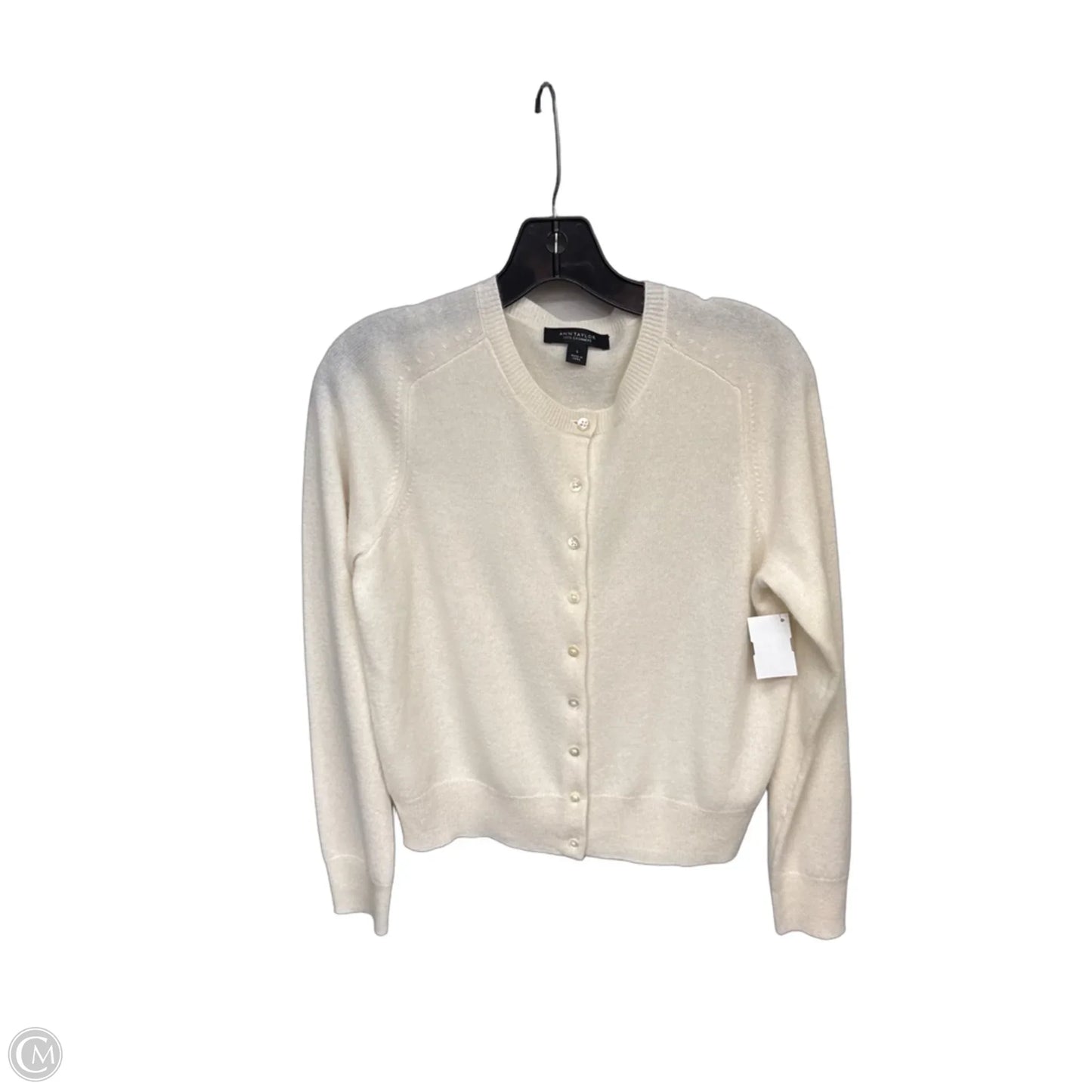 Sweater Cardigan Cashmere By Ann Taylor In Cream, Size: S