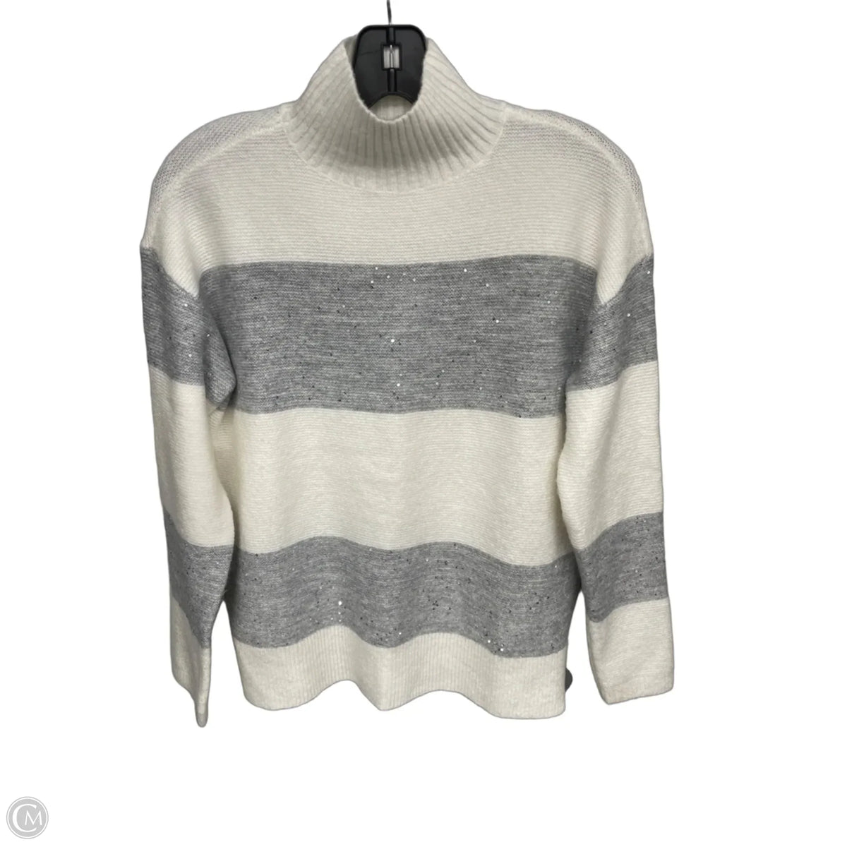 Sweater By Talbots In Grey & White, Size: Sp