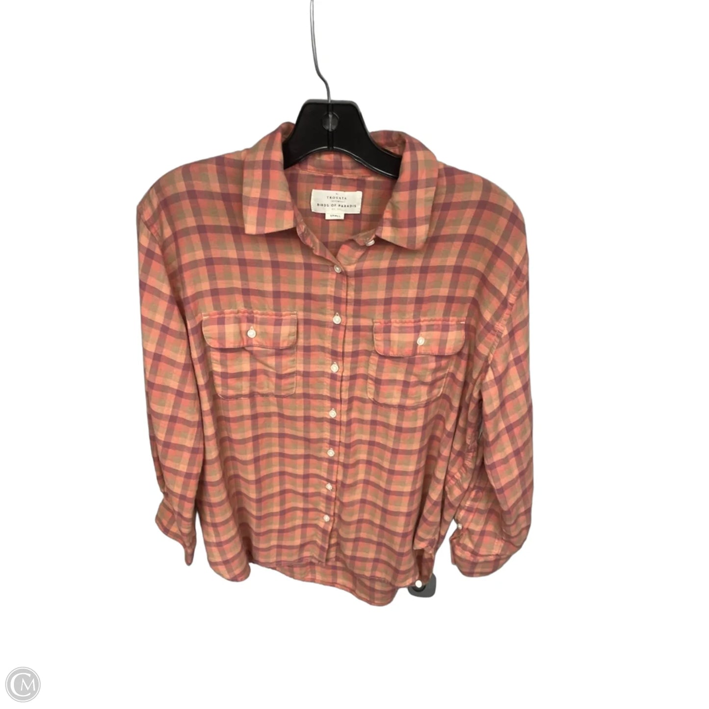 Top Long Sleeve By Birds Of Paradis By Trovata In Plaid Pattern, Size: S