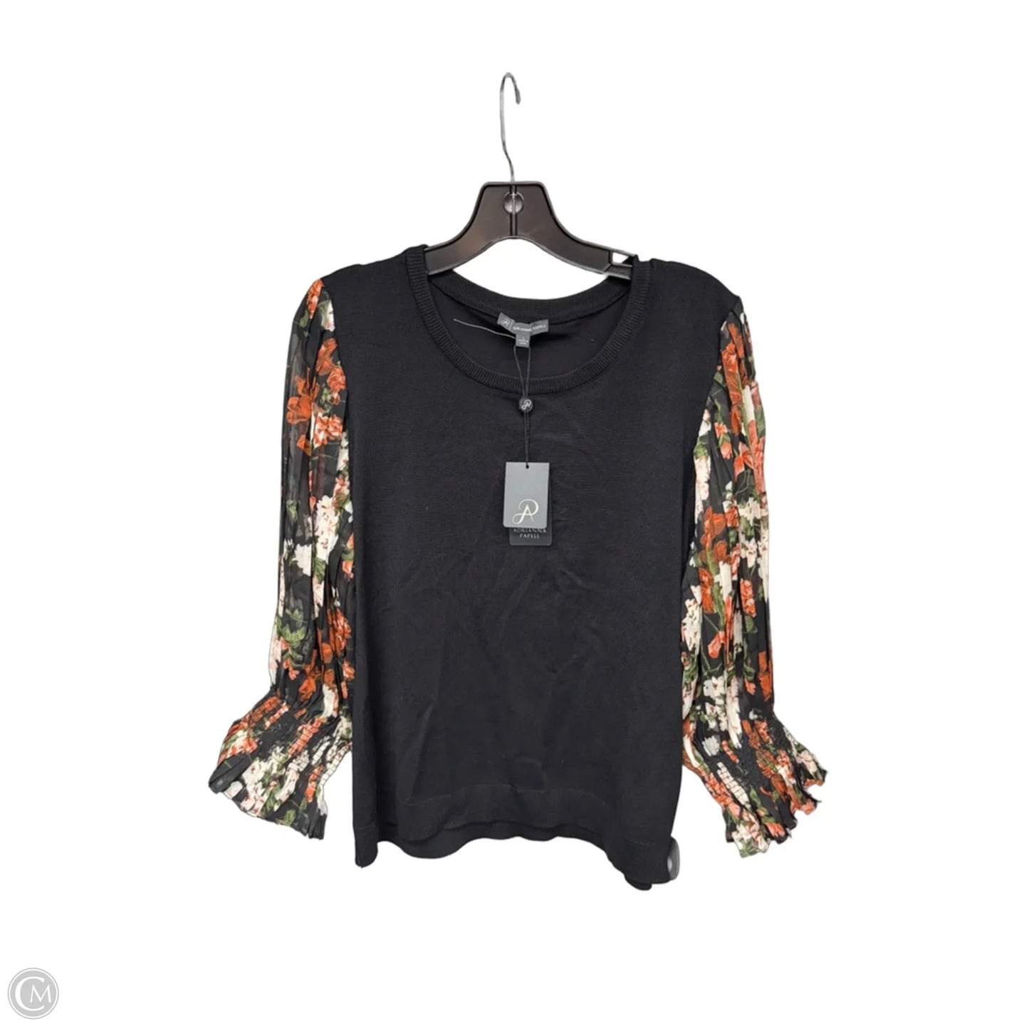 Top Long Sleeve By Adrianna Papell In Black & Red, Size: L