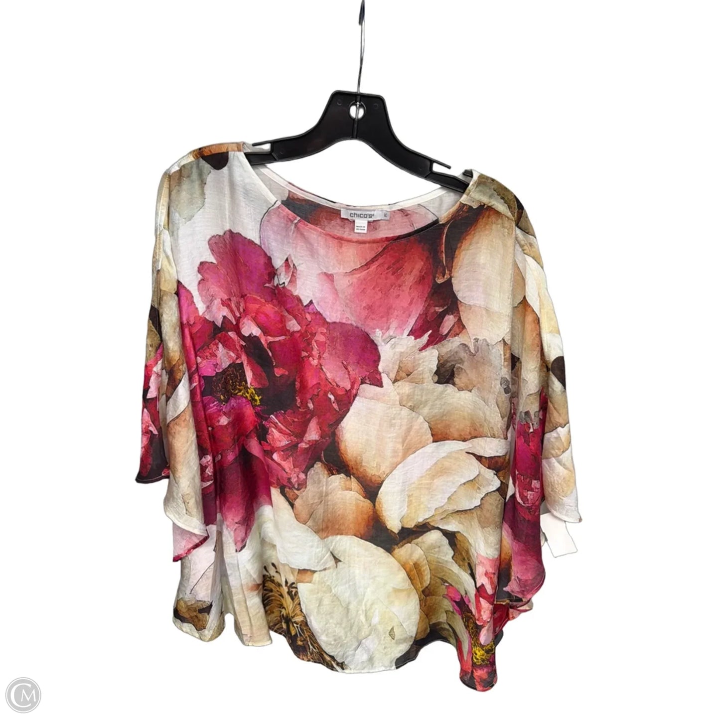 Top Sleeveless By Chicos In Red & Tan, Size: Xl