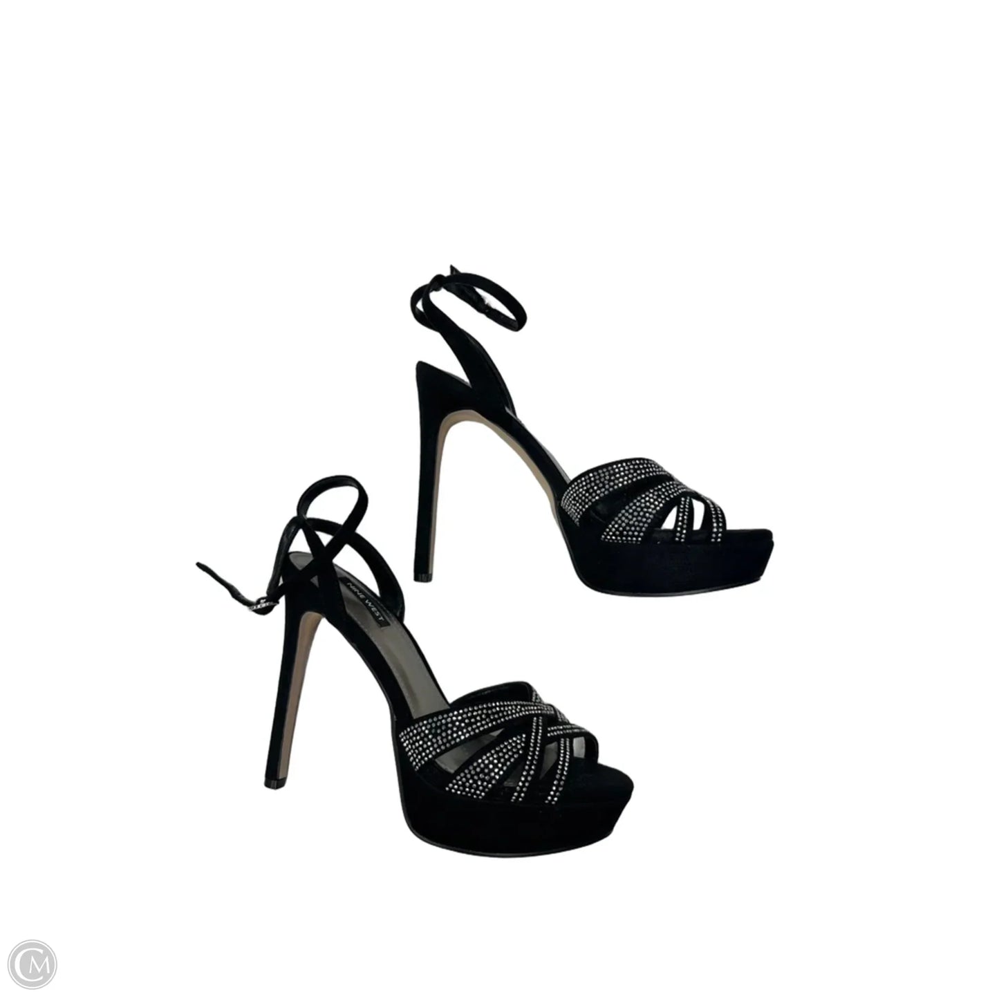 Shoes Heels Stiletto By Nine West In Black & Silver, Size: 8.5