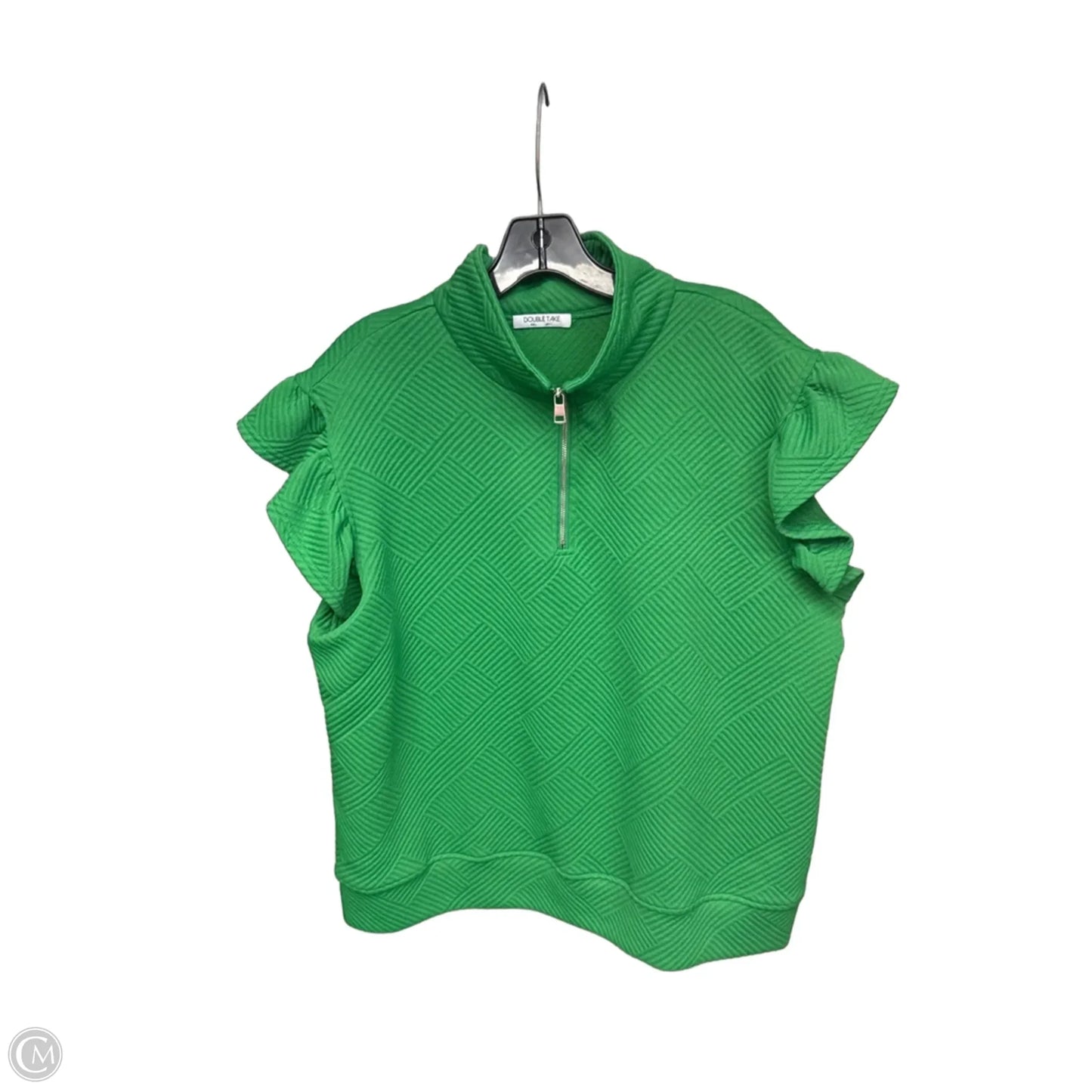 Top Short Sleeve By Double Take In Green, Size: L