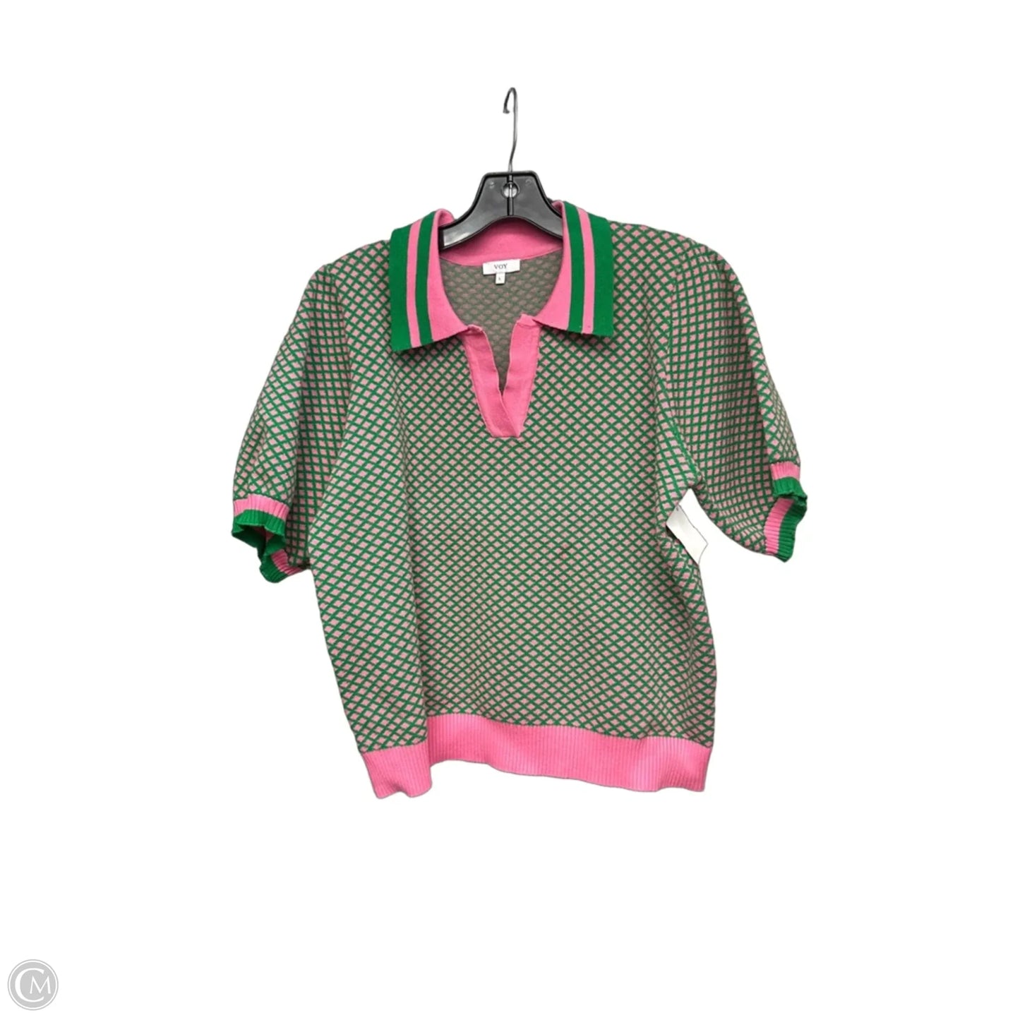 Sweater By Voy In Green & Pink, Size: L