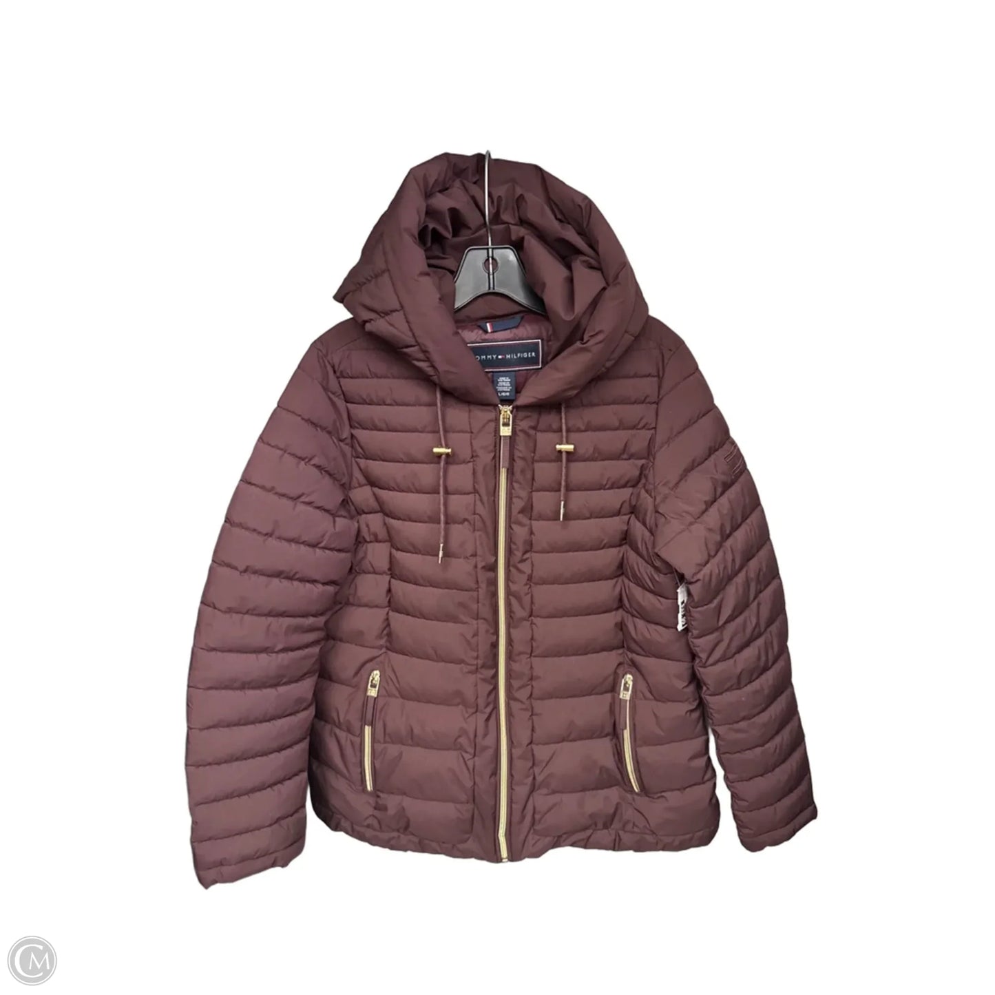 Coat Puffer & Quilted By Tommy Hilfiger In Maroon, Size: L
