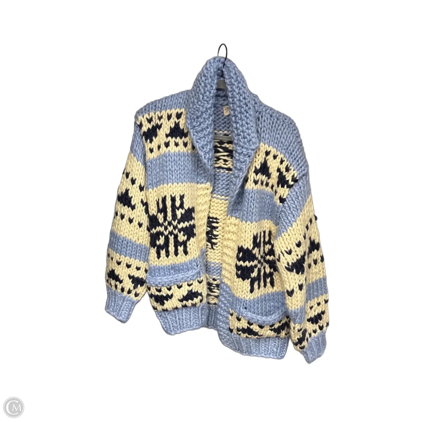 Cardigan By Dreamers In Blue & Cream, Size: S