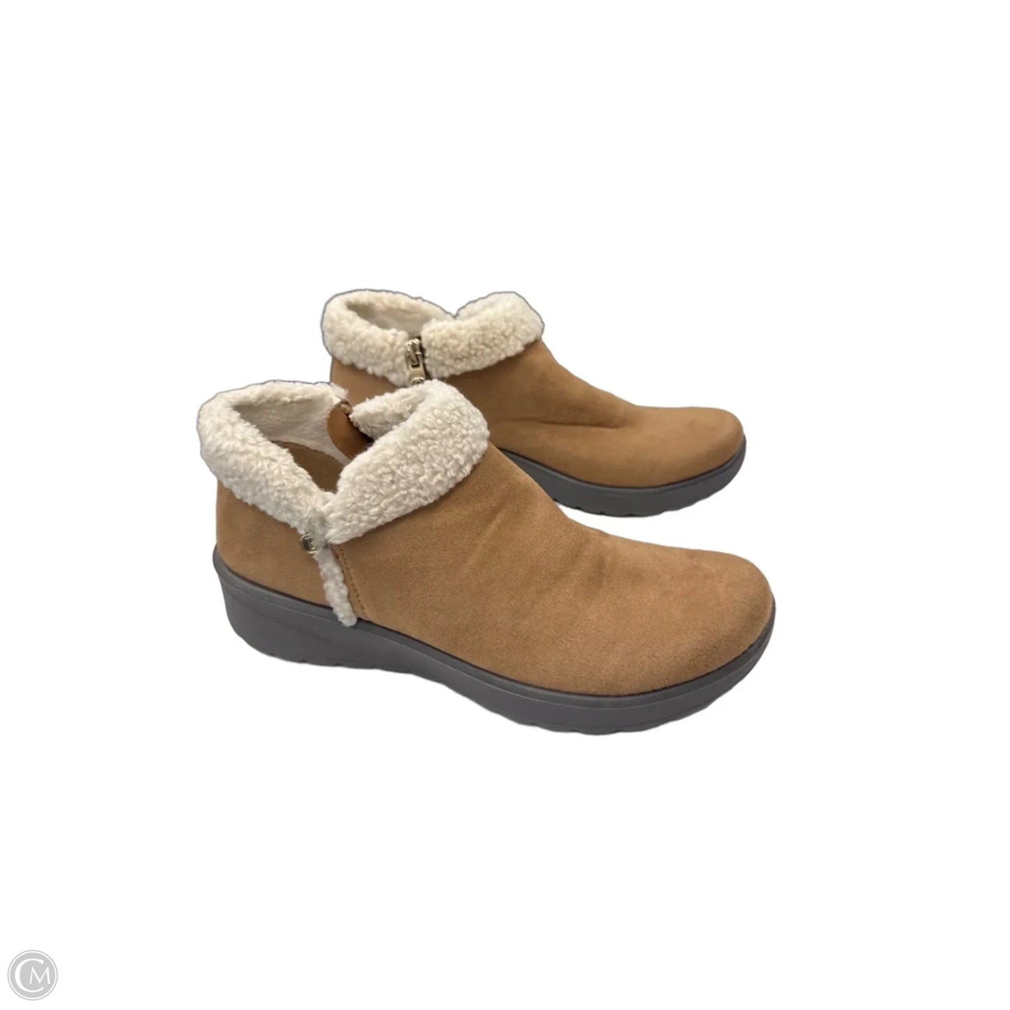 Boots Ankle Flats By Bzees In Brown & Cream, Size: 7.5