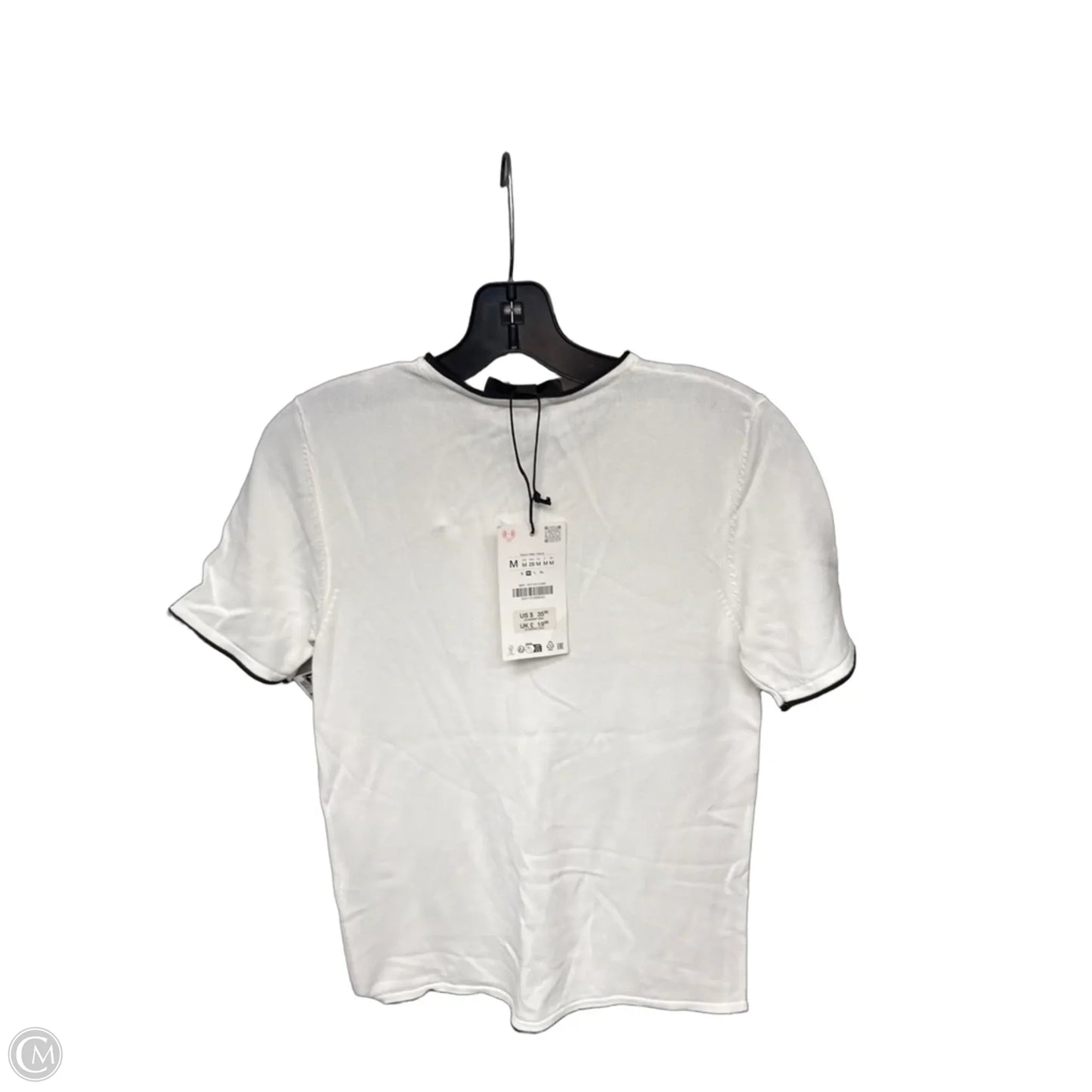 Top Short Sleeve By Zara In Black & White, Size: 0