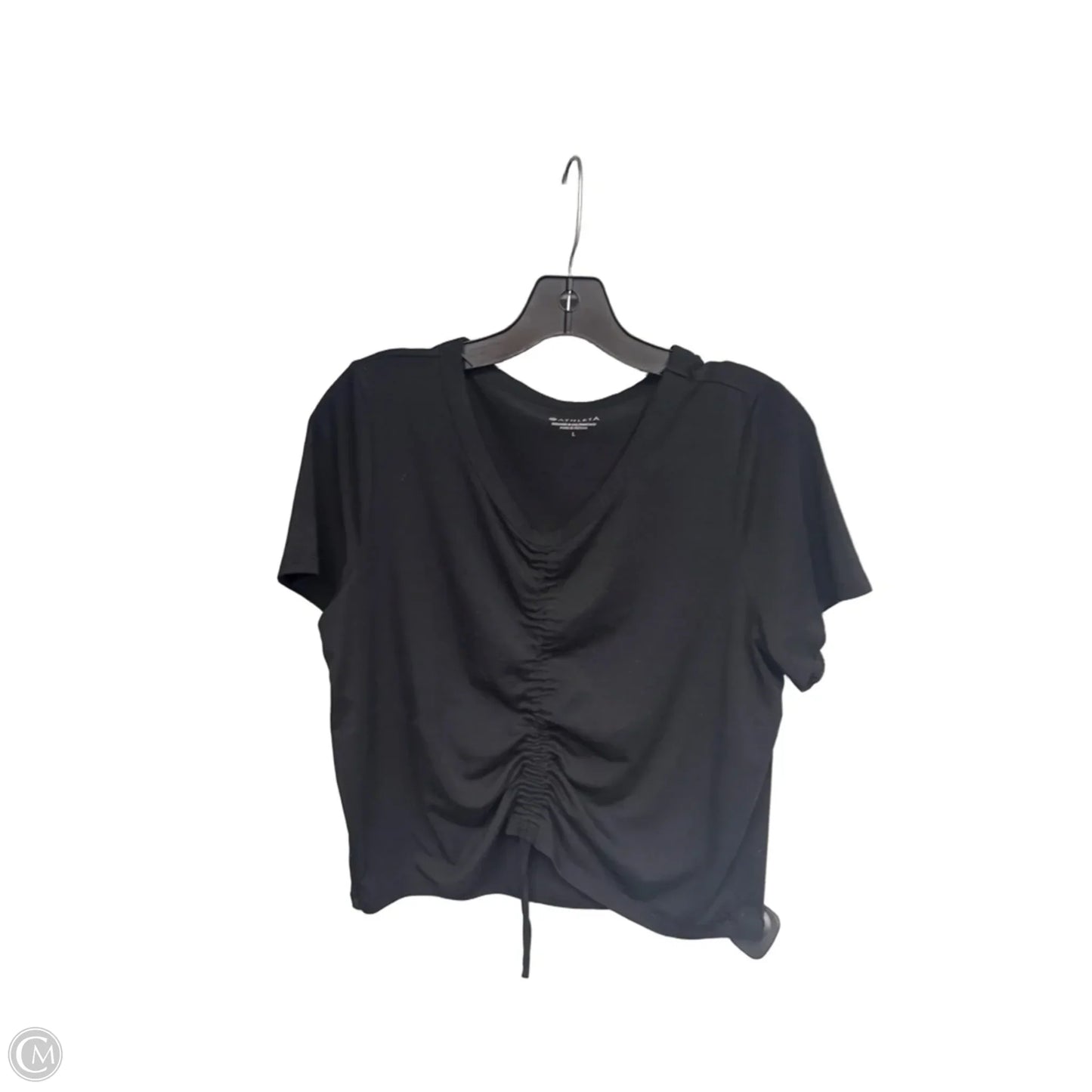 Athletic Top Short Sleeve By Athleta In Black, Size: L
