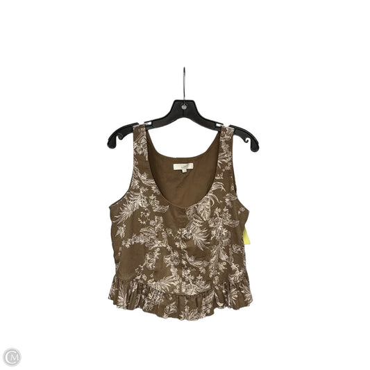 Top Sleeveless By Loft In Brown & White, Size: M